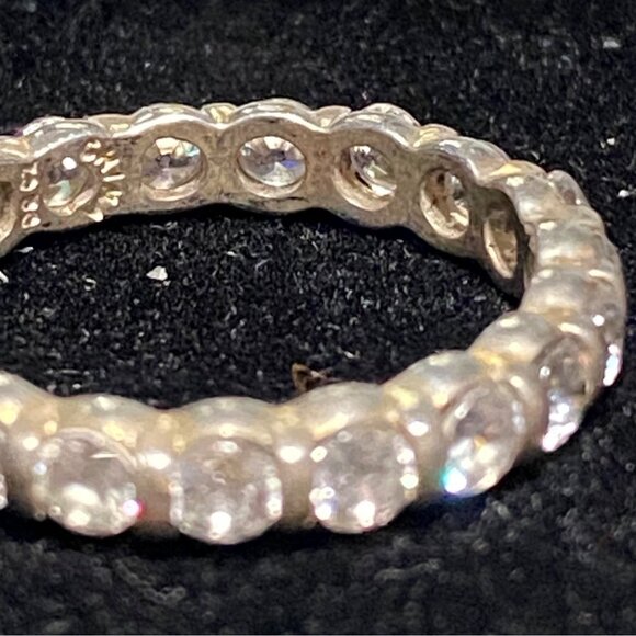 Ring CZ Cubic Zirconia Size 6 Faceted Vintage Jewelry Sterling Silver Stamped 92 - Picture 7 of 10